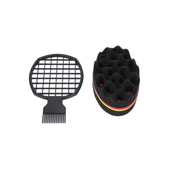 Set 2 piese pieptene spirala pentru par umed si burete flexibil pentru coafura