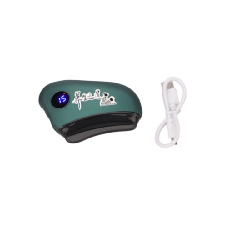Aparat electric Gua Sha, 16 nivele de vibratie, incalzire, verde