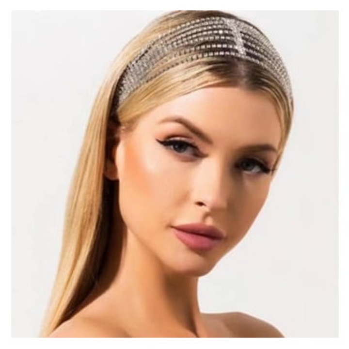 Tiara de par cu cristale si strasuri, accesoriu stralucitor pentru nunti si festivaluri, multicolor