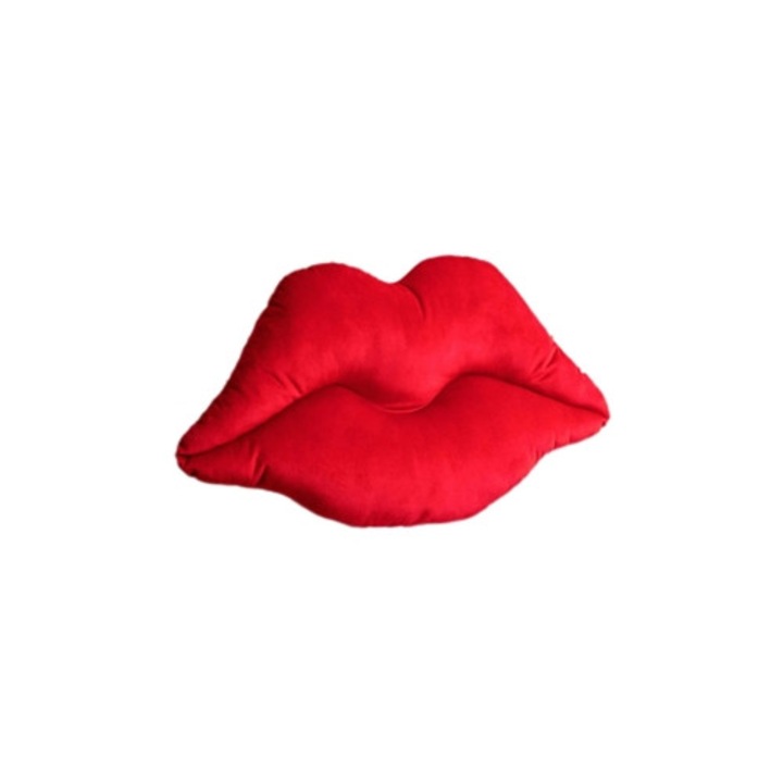 Perna decorativa buze rosii din catifea, 50.8x28.9cm