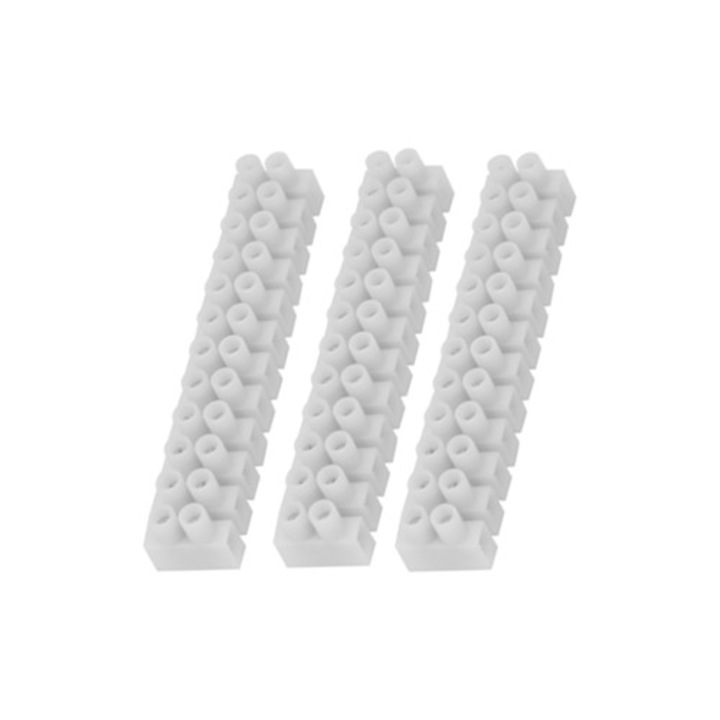 Bloc terminal cu surub 12 cai, alb, 12 pini, set de 3 bucati