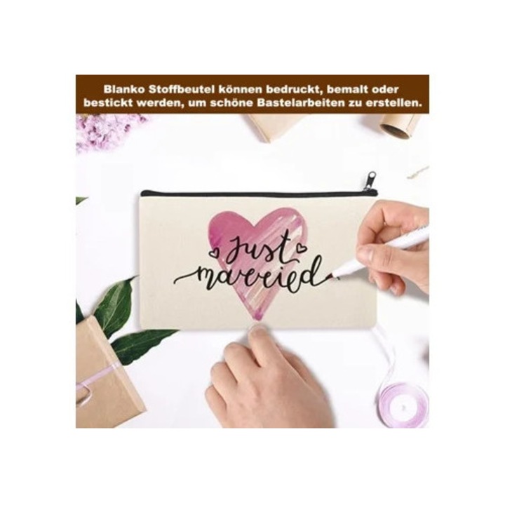 Penar textil, penar pentru copii, set de penare cu fermoar, multicolor, 20x10cm