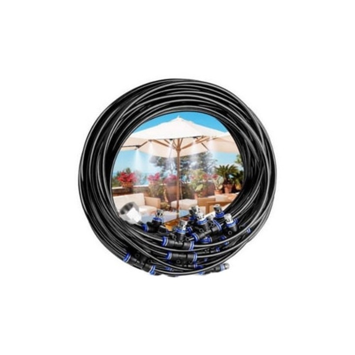 Sistem de pulverizare pentru gradina, 20m, 20 duze, furtun rezistent, pentru gradina, terasa, trambulina, sera