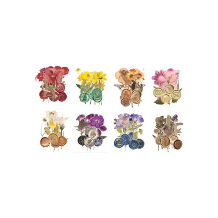 Set 320 Stickere Decorative cu Flori Naturale, Autocolante pentru Carduri, Jurnale si Scrisori