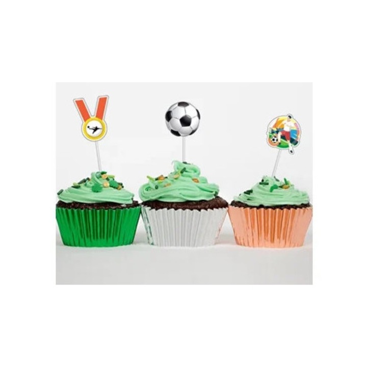 Set 24 decoratiuni tort fotbal, accesorii petrecere baieti, tematica fotbal