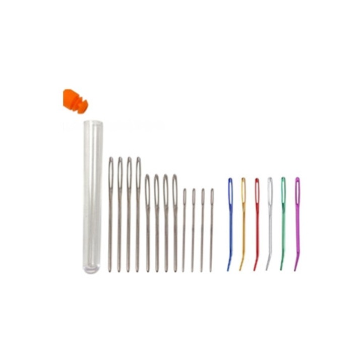 Set 18 Ace de Brodat Metalice pentru Tricotat, Dimensiuni 2.75x2.36x2 Inch, pentru Lana, Crosetat si Broderie