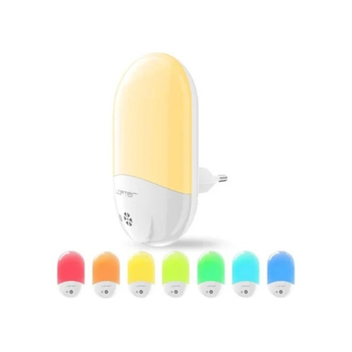 Veioza cu senzor de intuneric la zori, LED dimabil, control vocal, pentru camera copii