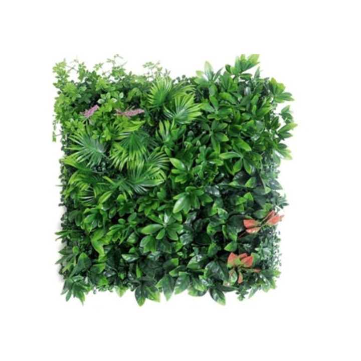 Изкуствен плет с изкуствена трева, смесени слънчогледови листа, 100x200см