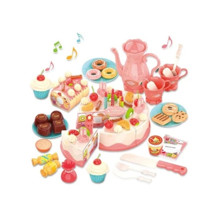 Set jucarii taiere tort, 82 piese, cu lumini si muzica