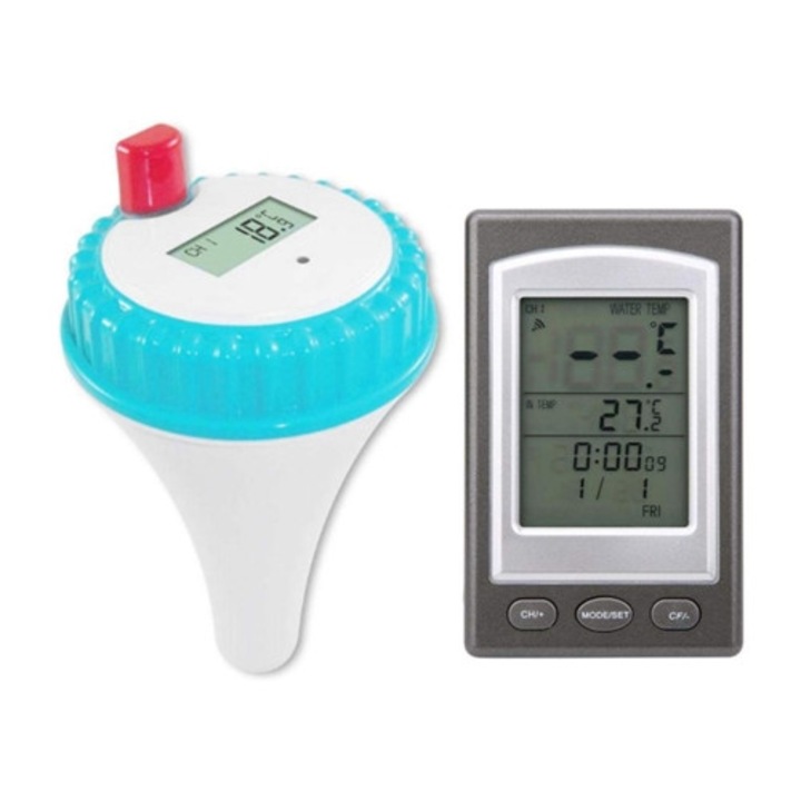 Termometru solar flotant pentru piscina, display usor de citit, precizie ridicata, interval de masurare larg