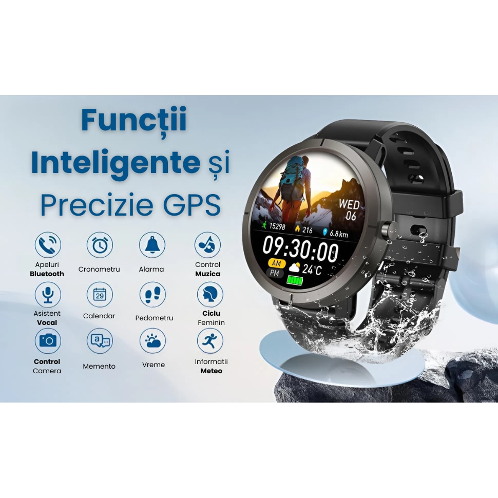 Inot Moduri Ceas Smartwatch Barbati DM76, Sport si Inot, Apeluri Bluetooth ...