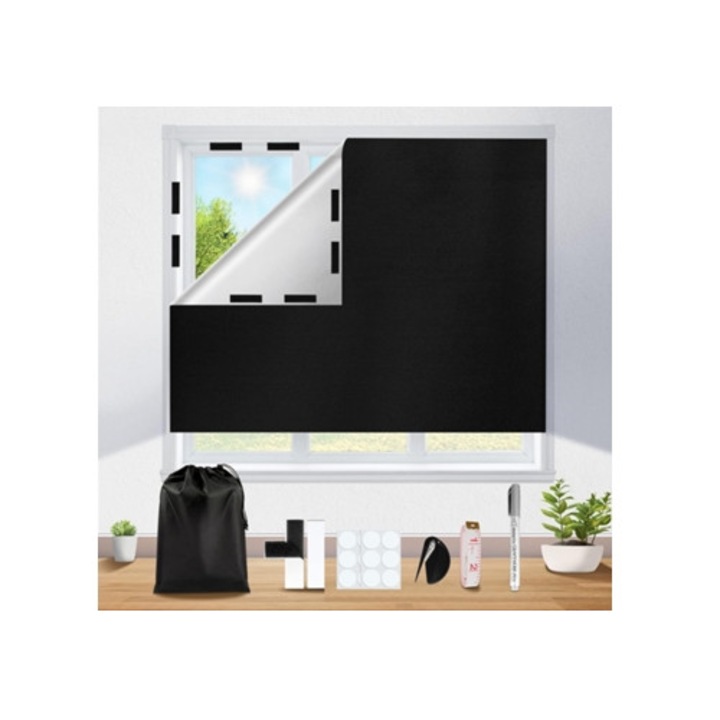 Set 100 jaluzele temporare negre, portabile, adeziv puternic