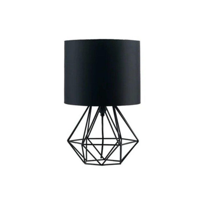 Veioza cu baza metalica geometrica, design industrial, ecran inchis, lampa de noapte pentru atelier