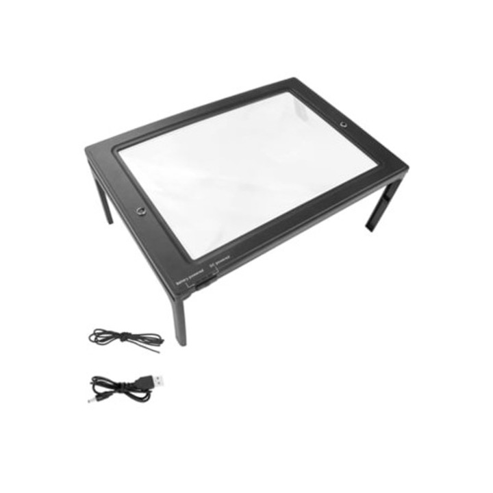 Lupa cu LED-uri, 2.5x marire, dimensiune mare, pentru citit