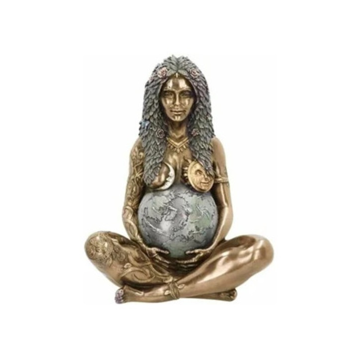 Statueta exclusiva Gaia antica, realizata manual din poliresina, simbol al fertilitatii si naturii, 30x15cm