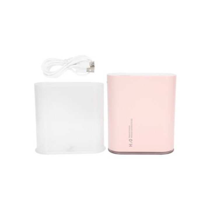 USB párásító, 1L, kettős fúvókákkal, USB töltés, éjszakai fény, otthoni és irodai használatra