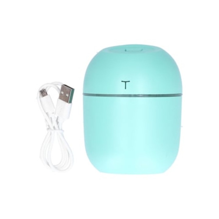 Hordozható párásító 220ml, mini USB, LED-del, otthoni és autós használatra