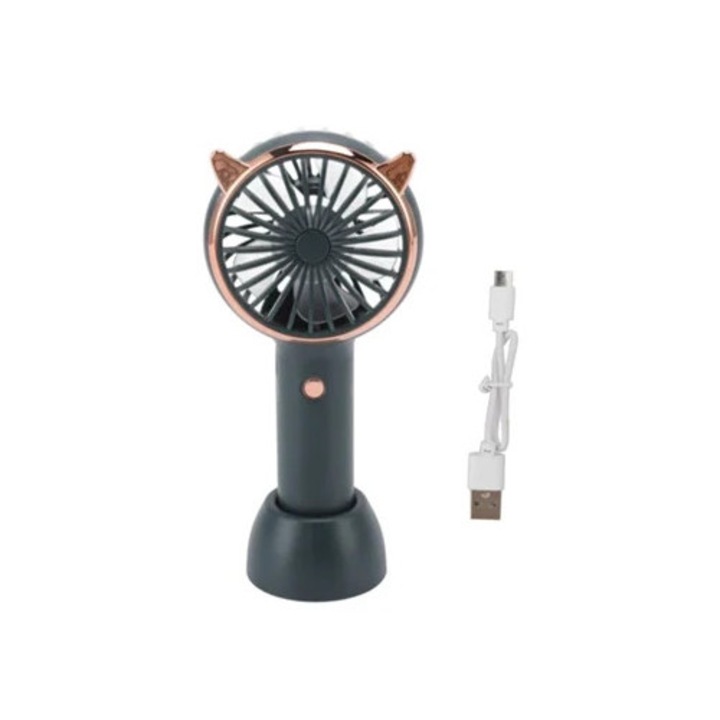Hordozható macskafül alakú ventilátor, mini újratölthető ventilátor, RGB világítás, ultra-csendes, állítható sebesség