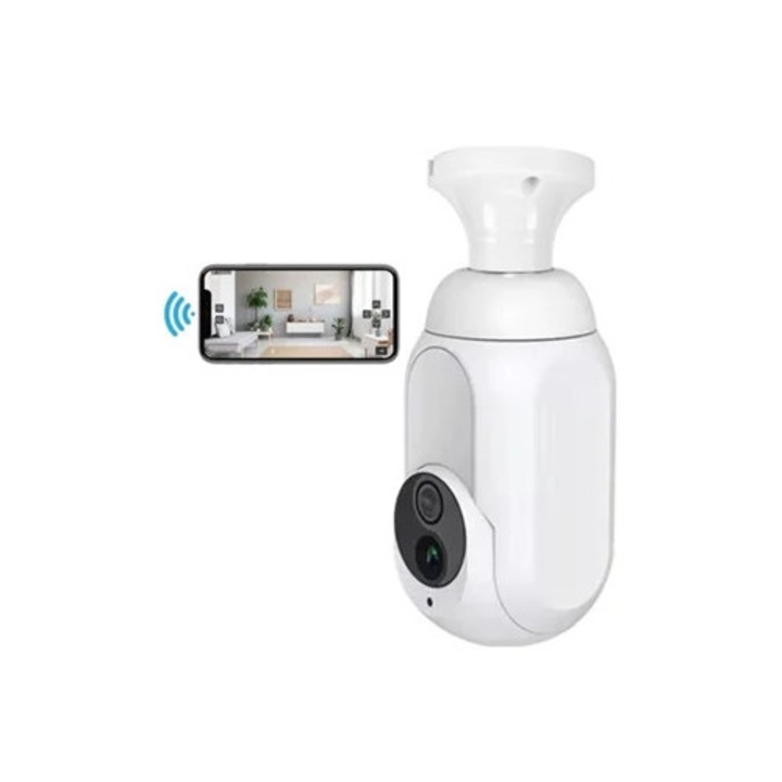 Cameră de supraveghere WiFi 360 grade, vedere nocturnă color, detectare mișcare