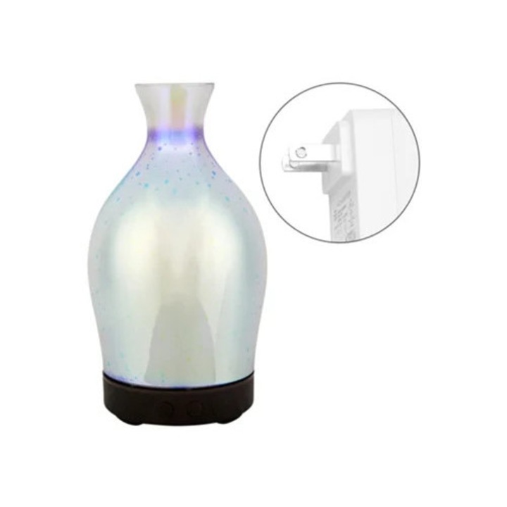 100 ml-es ultrahangos aromaterápiás párásító, LED éjszakai fénnyel