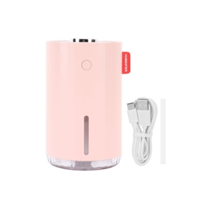 Rózsaszín autós párásító USB csatlakozással, csendes, otthoni és irodai használatra