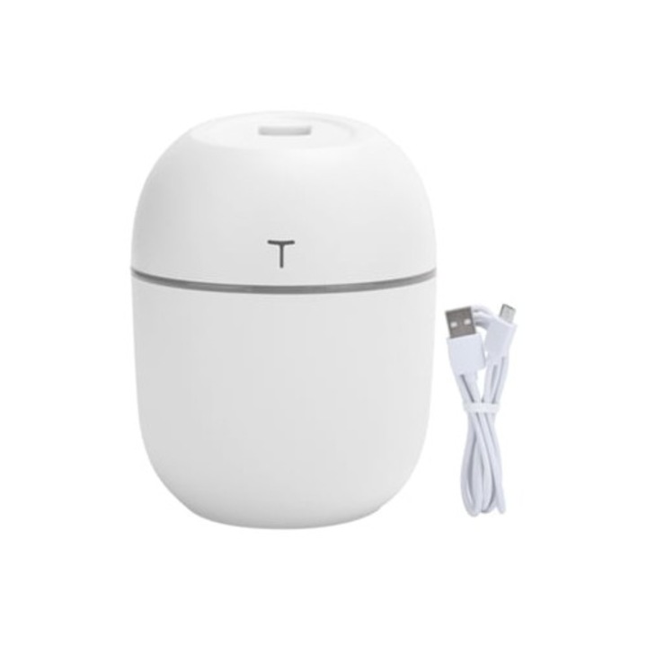 Mini hordozható párásító illóolaj-diffúzorral és LED éjszakai fénnyel, fehér