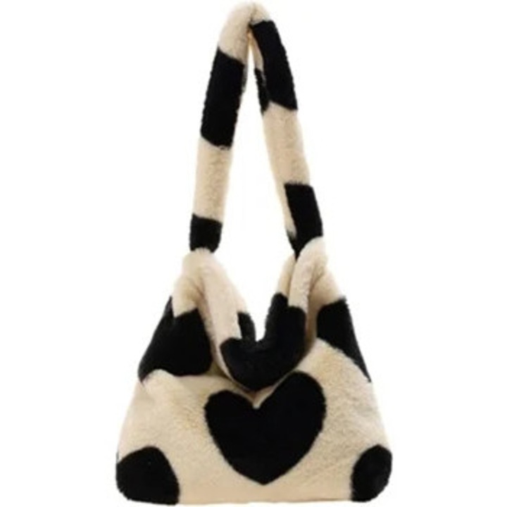 Női táska, luxus design, mágneses záródás, puha plüss, 31x34x2cm