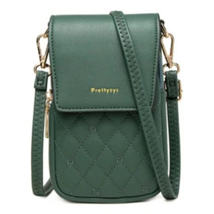 Női válltáska, levehető pánttal, fém cipzárral, bőr, 12.5x19x5cm