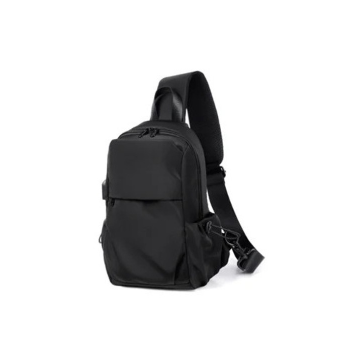 Rucsac barbati, cu port de incarcare, negru, marime unica