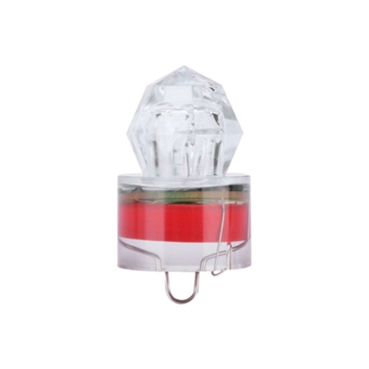 Lumina LED de pescuit in forma de diamant, plutitor subacvatic, rosu