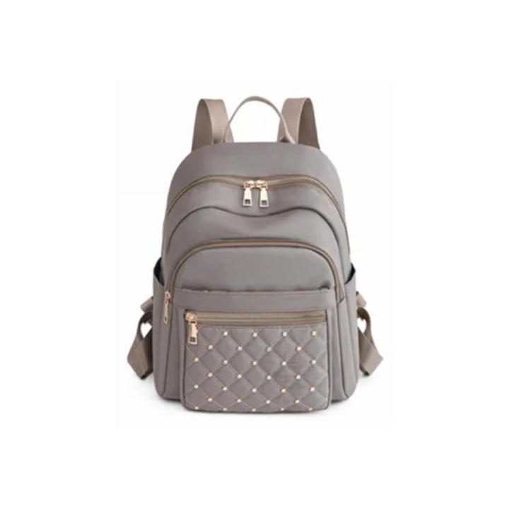 Női utazótáska, barna, nejlon, egy méret, több zsebbel