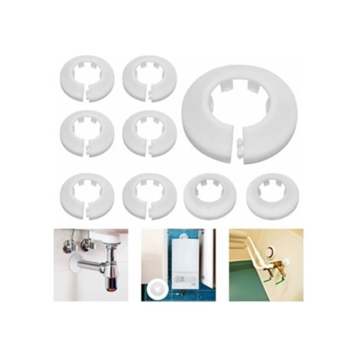 Capace pentru tevi de calorifer, 24 buc, alb, 16mm-25mm