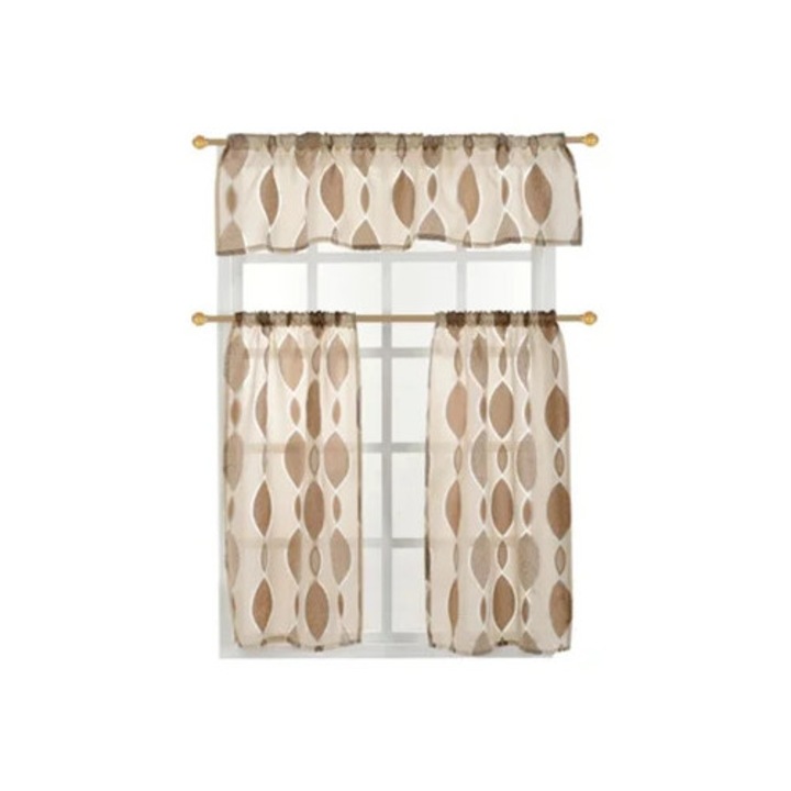 Комплект от 3 полиестерни завеси, кафяви