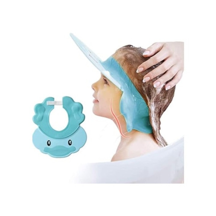 Palarie de dus pentru bebelusi, efect impermeabil, circumferinta ajustabila, protectie