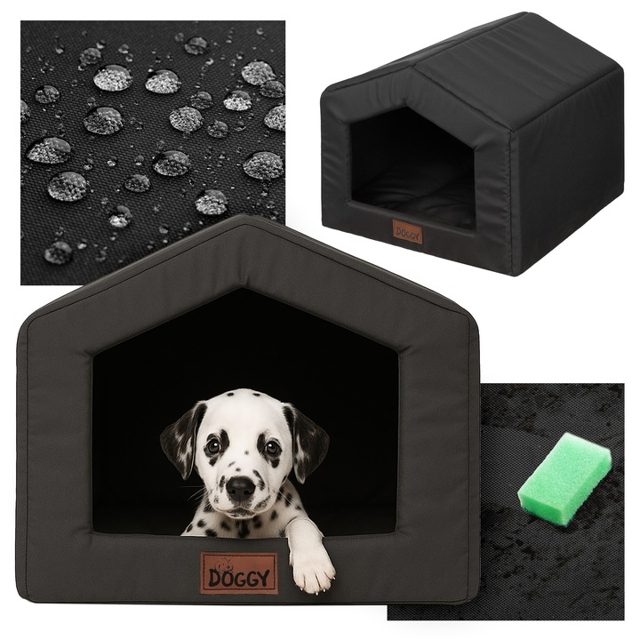 Cusca-pat pentru caine – Casuta din material textil pentru caine, cu perna 55x59x34 cm