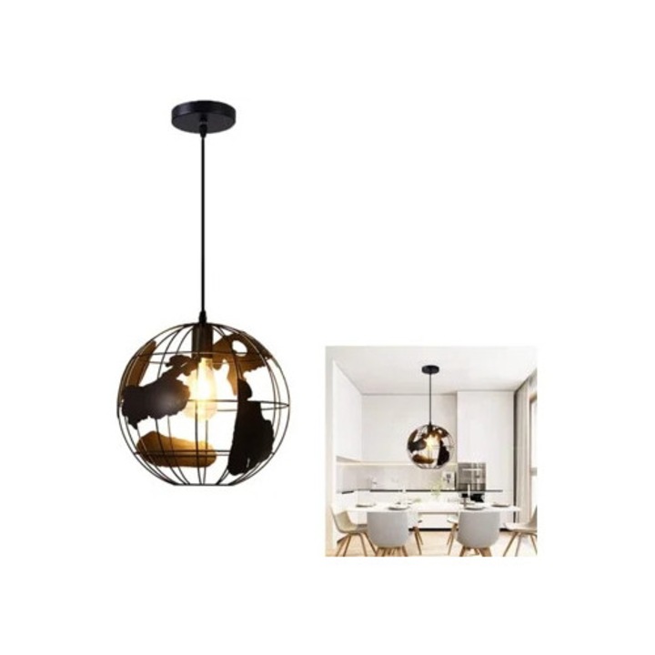 Lustra geometrica vintage, design industrial, metal, pentru dining, bucatarie, insula, dormitor