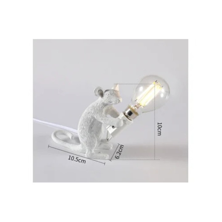 Lampa de veghe copii, forma de soarece, iluminare moale, alb