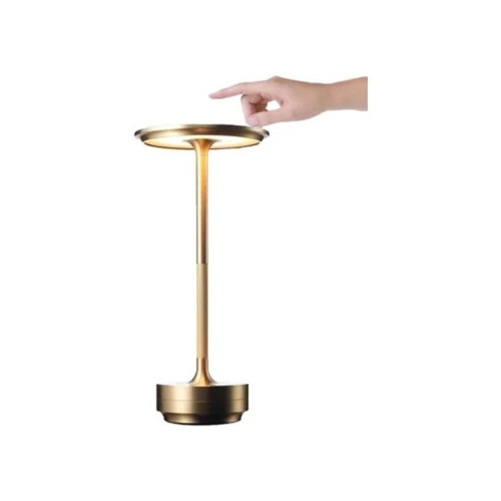 Veioza portabila cu acumulator, dimabila, aurie