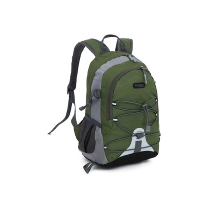 Ghiozdan unisex, stil modern, functie de ridicare confortabila, design in forma de V, verde/gri