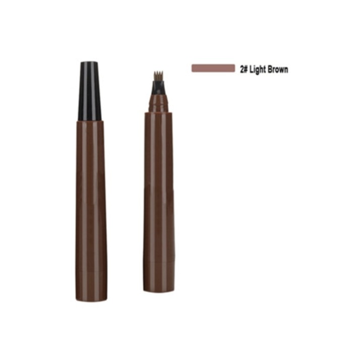 Creion sprancene cu varf aplicator micro-furca, rezistent, finisaj natural, de lunga durata, maro deschis