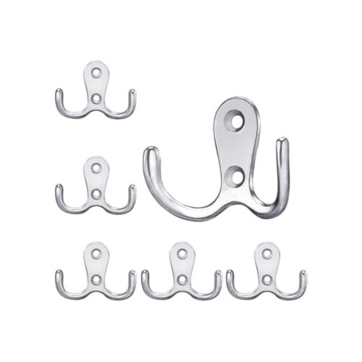 Cuier din aliaj de zinc, design robust, suport dublu, pentru haine si prosoape, set