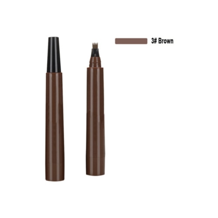 Creion sprancene cu aplicator micro-furca, rezistent, finisaj natural, de lunga durata, maro