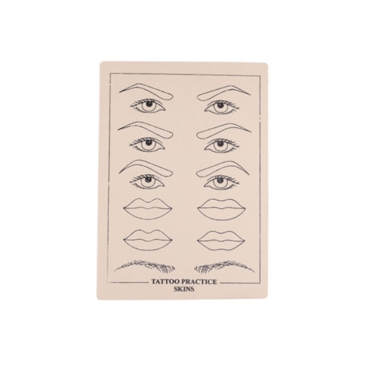 Piele siliconica pentru practica tatuaje buze si ochi, set, moale, reutilizabila, fata dubla