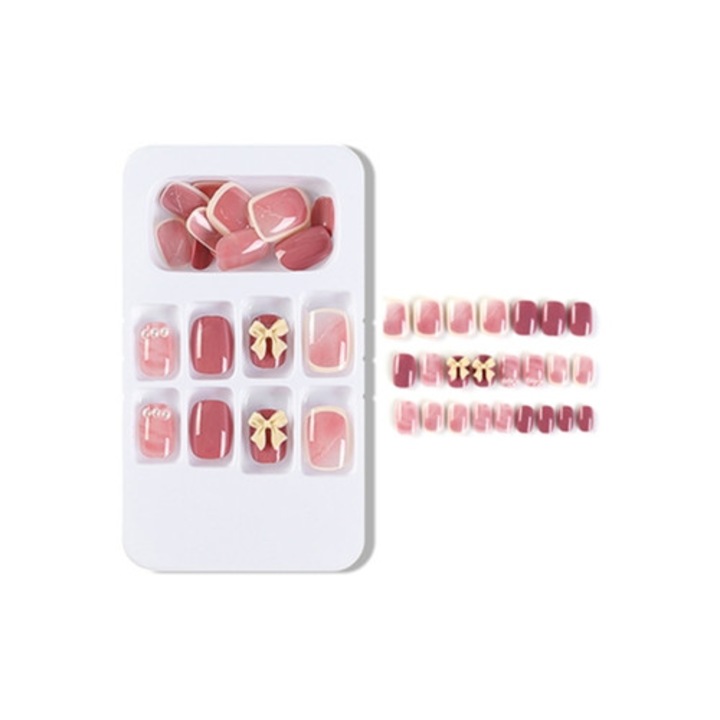 Set de manichiura, unghii false colorate cu gel solid, reutilizabile si usor de aplicat