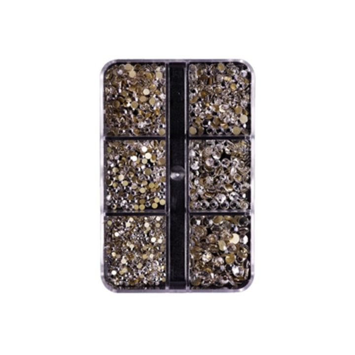 Strasuri rotunde din sticla, set, diverse dimensiuni, pentru decorare fata, unghii, imbracaminte, incaltaminte, genti si bijuterii