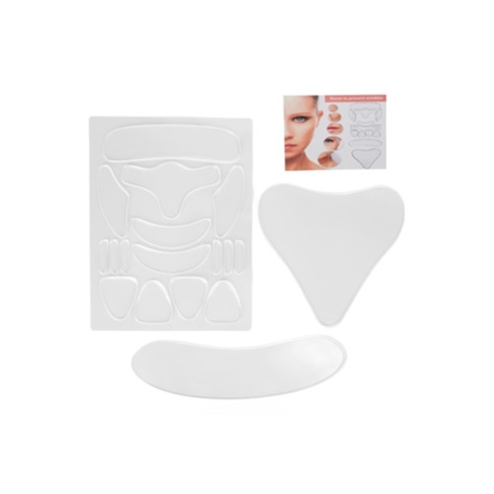 Set 18 pad-uri reutilizabile din silicon moale anti-rid pentru frunte, fata, gat si decolteu
