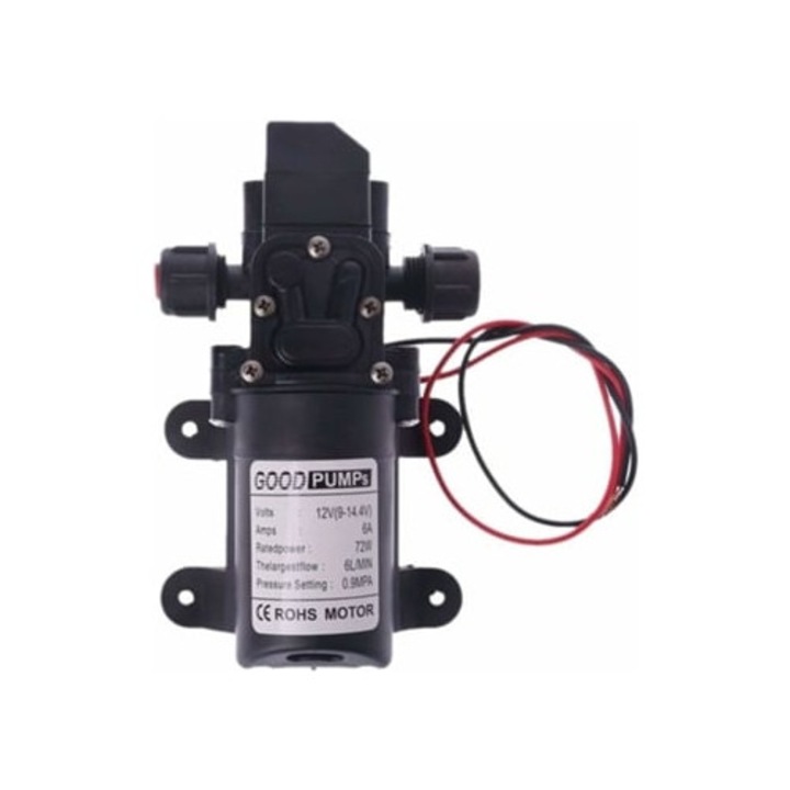 Pompa de apa 12V DC, autoamorsare, rezistenta la coroziune, pentru sisteme hidroponice si acvarii, 1200mm