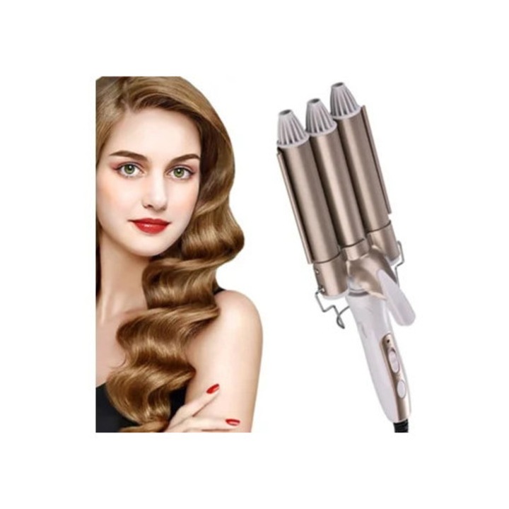 Ondulator cu 3 cilindri pentru par lung si scurt, multicolor