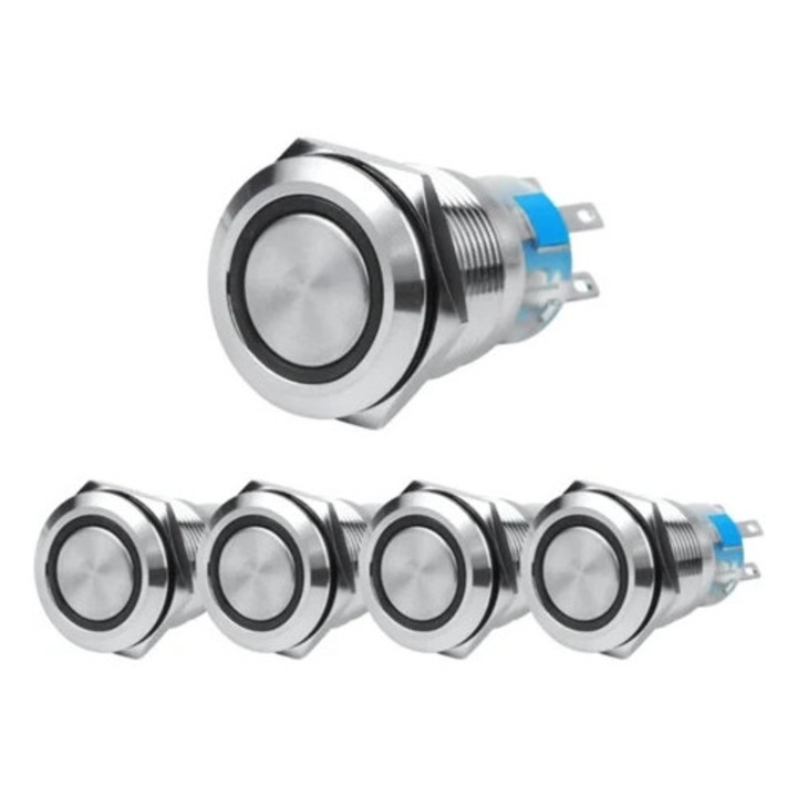 Professzionális pillanatnyi nyomógombos kapcsoló LED-del, 12V, barkácsprojektekhez