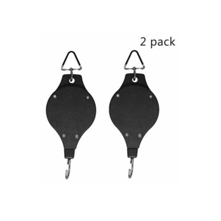 Sistem retractabil robust pentru cosuri suspendate, ghivece si hranitoare, negru